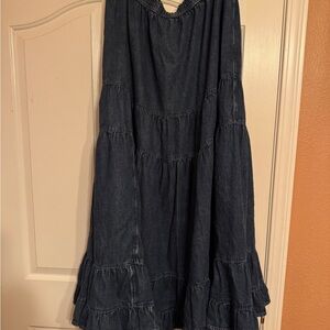 American Eagle Outfitters Dark Blue Tiered Maxi Skirt